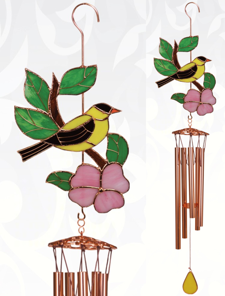 Stained Glass Windchime Goldfinch Large
